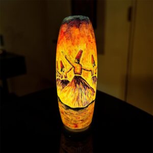 blue & red sufism camel skin bottle lamp (copy)